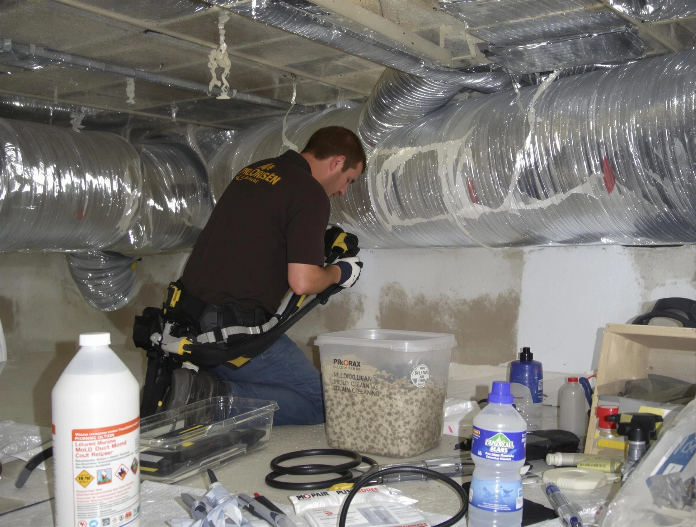 Cullman Air Duct Cleaning specialist performing professional mold removal from air ducts in Cullman