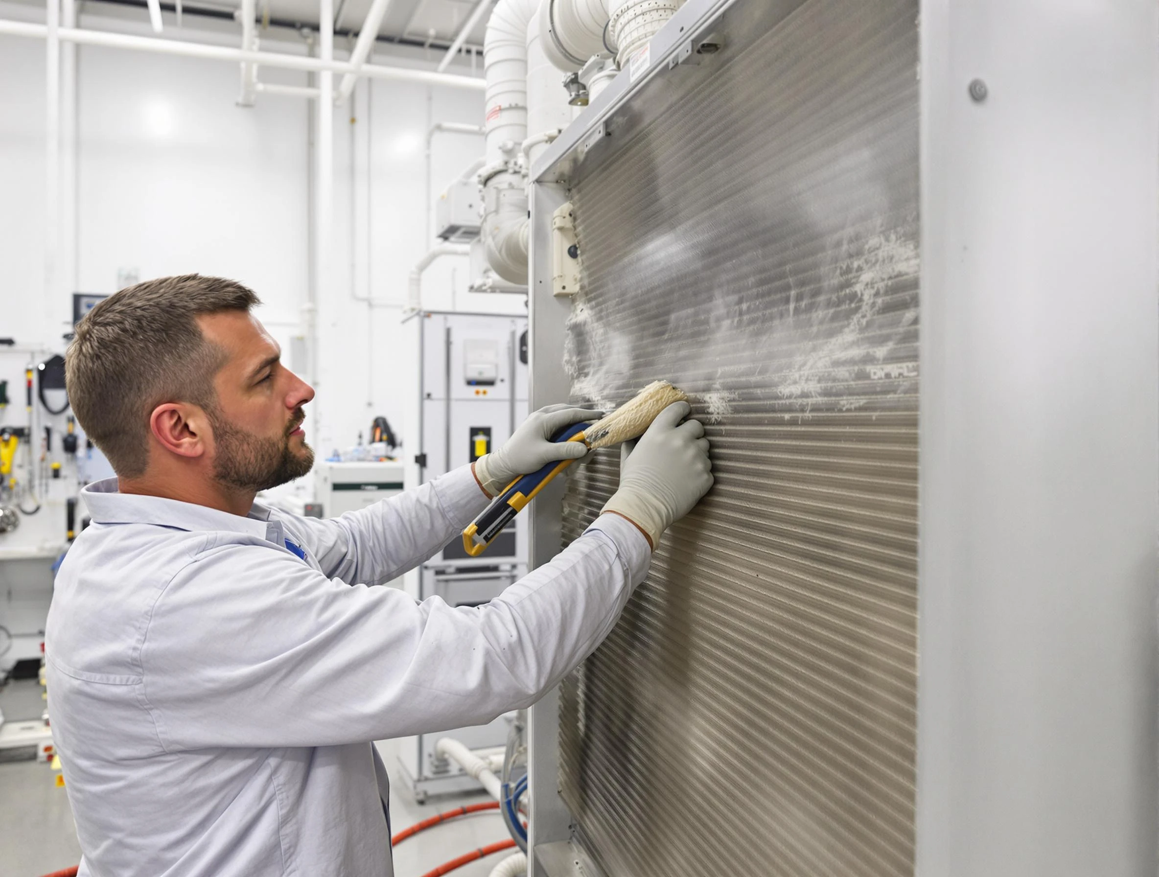 Cullman Air Duct Cleaning technician performing precision commercial coil cleaning at a Cullman business