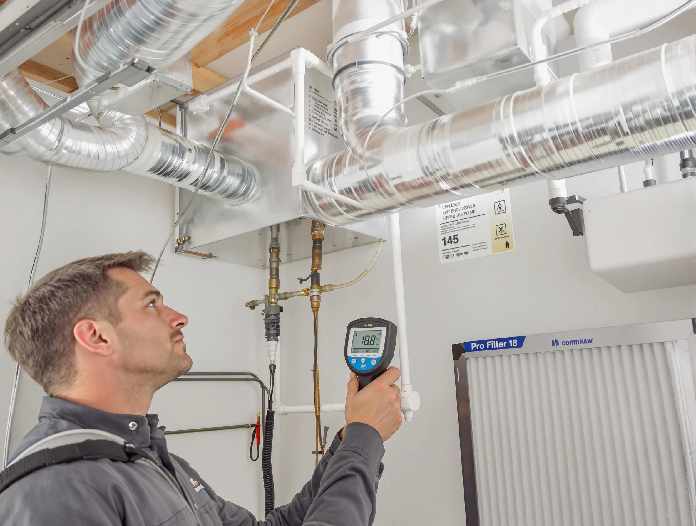 Cullman Air Duct Cleaning expert conducting detailed filter system inspection using diagnostic tools in Cullman
